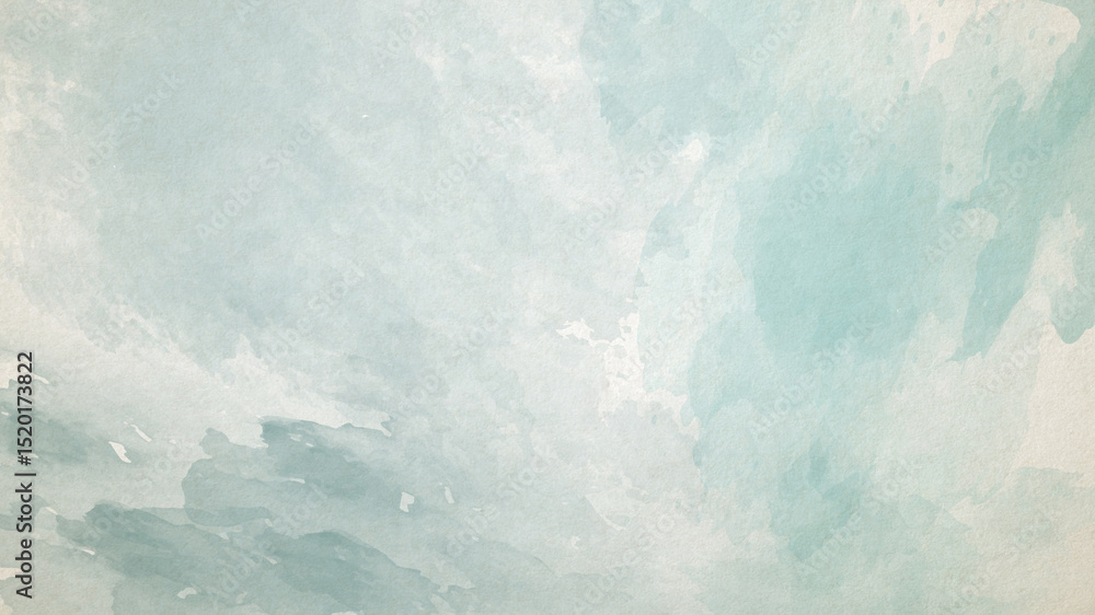 Fototapeta premium Abstract Soft Aqua Blue Watercolor Texture Background - Gentle Artistic Paint Wash for Serene Designs, Invitations, and Peaceful Banners, Old Brown Paper Background, Brush Watercolor Background