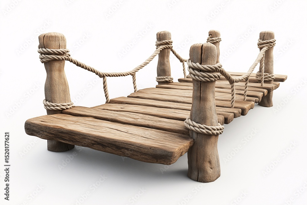 Obraz premium Rustic Wooden Bridge & Pier. Scenic View & Travel Destination for Nature Lovers. Explore Lake & River Landscapes