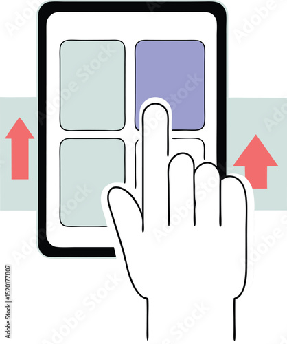 Digital hand interacting with tablet screen ui, touchscreen navigation concept, transparent vector