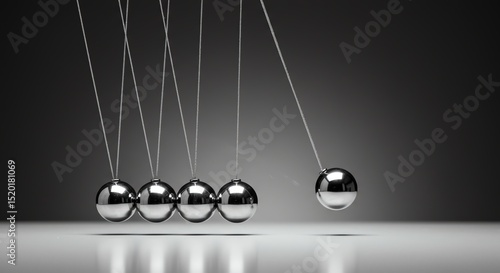 Steel Balls in a Classic Momentum Demonstration (Newton's Cradle)