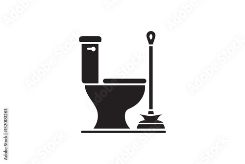 A  toilet plunger silhouette with a simple, understated design set against a white background