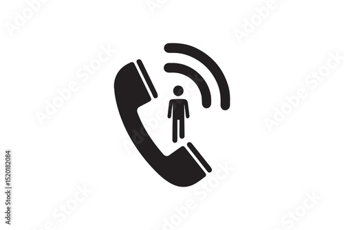 A  Missed call and recieve call silhouette with a simple, understated design set against a white background        