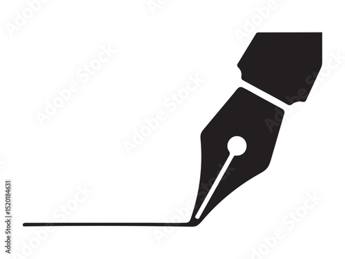 Simple black silhouette of a vintage fountain pen.