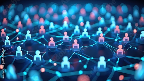 Network of user icons symbolizing iam roles and access management.