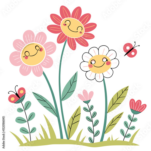 Cheerful Flowers and Butterflies Brighten Up the Day With Smiles