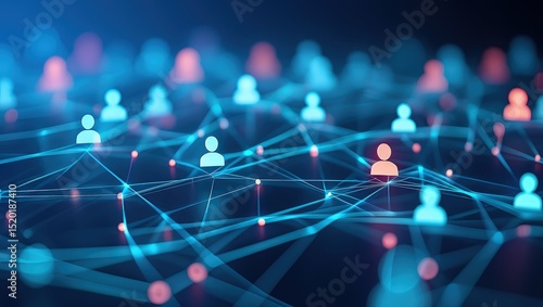 Network of user icons symbolizing iam roles and access management.