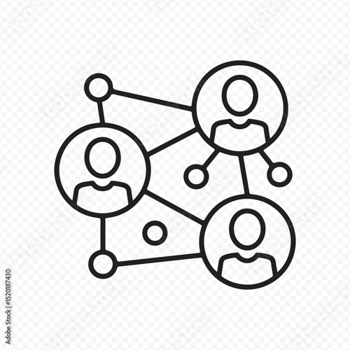 Connected people network icon vector outline for communication design