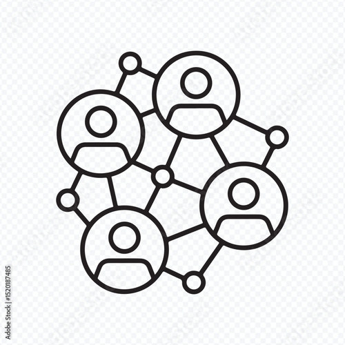 Social connection and teamwork line icon illustration concept