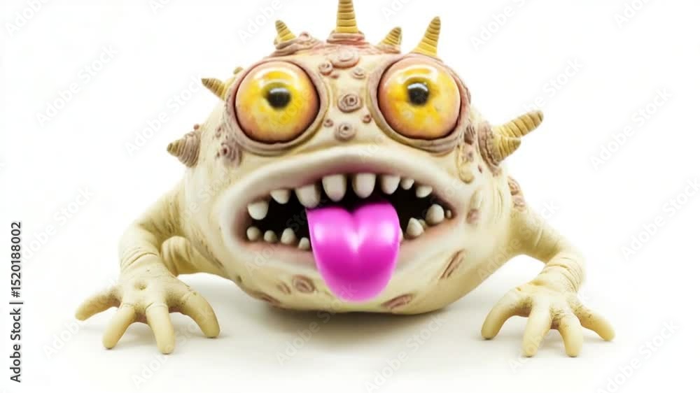 Strange creature with large eyes and a protruding tongue Strange creature with large eyes and a protruding tongue