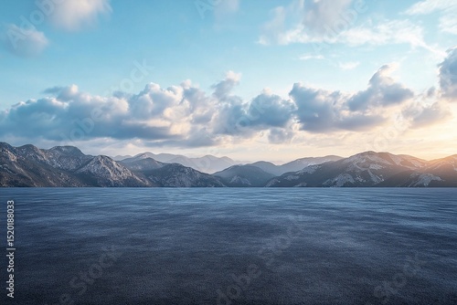 Tranquil Sunset Landscape Over Serene Lake with Mountain Reflection. Capturing Nature's Majestic Scenic Beauty