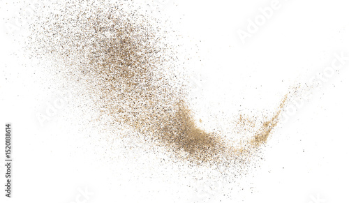 Fototapeta Naklejka Na Ścianę i Meble -  Black ground pepper scattered, spice flying isolated on white, clipping path	