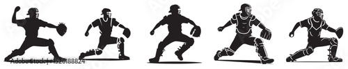 vector silhouette of catcher baseball player
