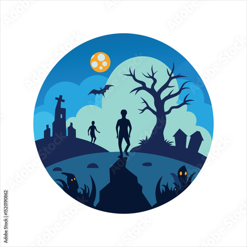 Zombie Invasion Halloween Silhouette Vector Design