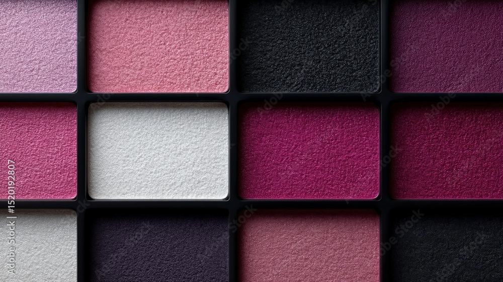 Fototapeta premium Pink Purple Eyeshadow Palette Closeup Makeup Flatlay Cosmetic Texture