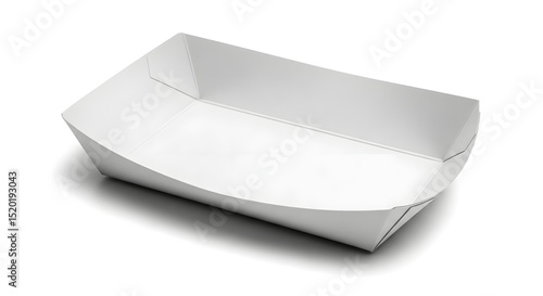 White Cardboard Food Tray, Disposable Paper Food Container, Rectangle Serving Tray, Eco-Friendly Takeout Box, Blank Packaging