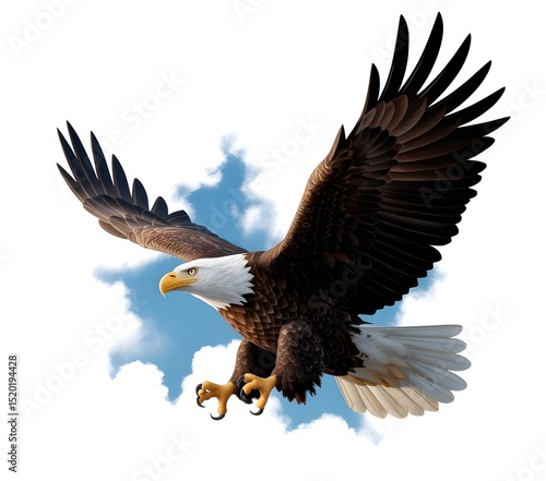 Bald Eagle Illustration – Detailed Patriotic Bird in Flight or Perched