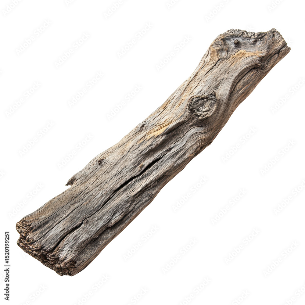 Fototapeta premium Weathered driftwood piece found on a beach during sunset