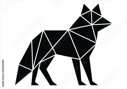 Geometric Fox Silhouette Triangle Polygonal Style  silhouette