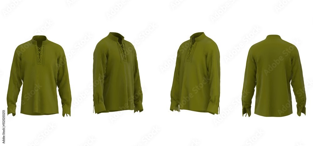 Φωτογραφία Green medieval-style shirt with lace-up front