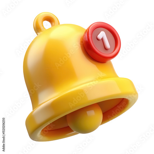 Yellow bell notification isolated on transparent background