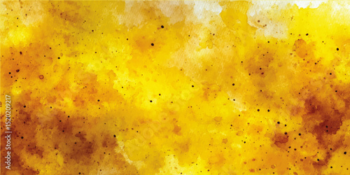 Vibrant orange background with splatters of yellow paint. yellow and orange watercolour background with copy space