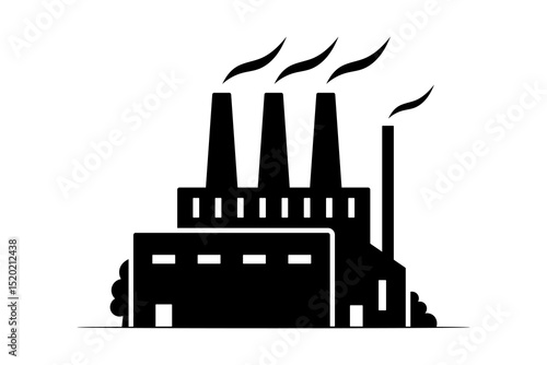 Industrial plant icon. Factory. Black silhouette. Front view. Vector simple flat graphic illustration. Isolated object on white background. Isolate.