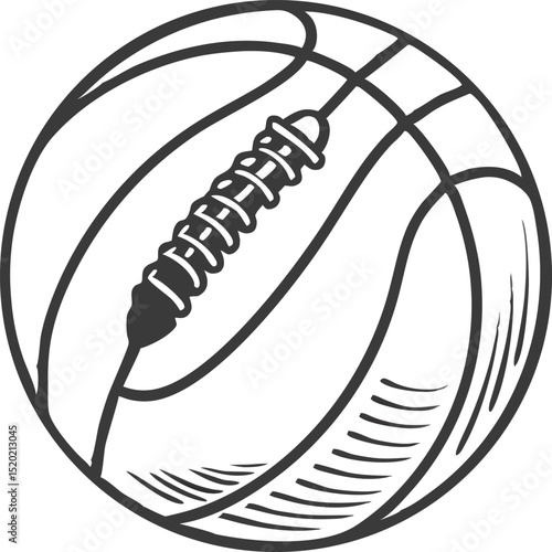 Basketball Sketch, Sports Art, Minimalist Ball Design, Athletic Game Illustration