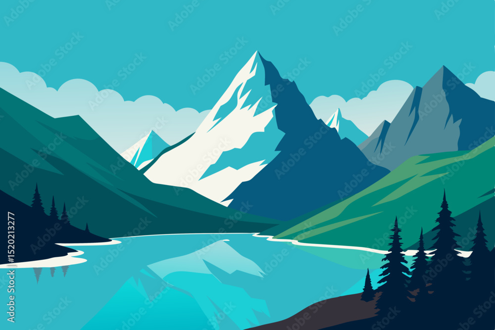 Fototapeta premium mountain landscape with lake and mountains