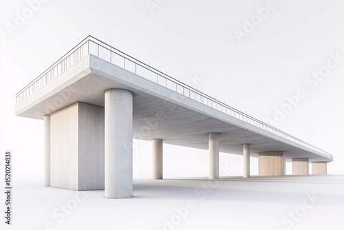 Modern Concrete Bridge Architecture with Minimalistic Design and Scenic Cityscape View