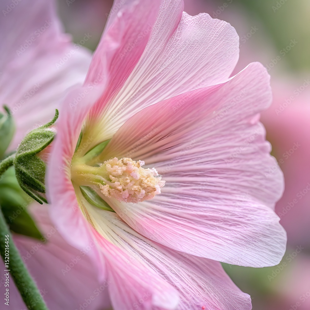 Fototapeta premium Close-up of Alcea setosa pink flower