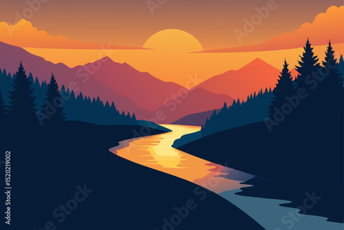 sunset in the mountains