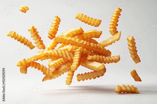 Delicious Crispy Crinkle Fries. Perfect Unhealthy Snack and Comfort Food in High Resolution Photography