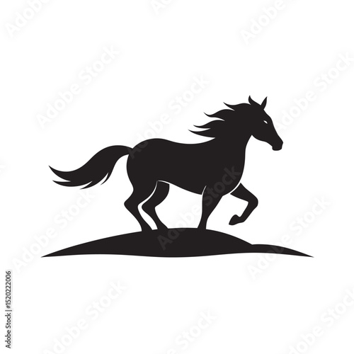 horse galloping on open field silhouette vector 2.eps