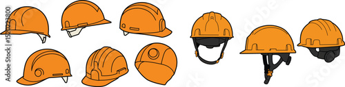 Construction Helmet Minimalist Vector Illustration for Industrial Safety Engineering and Workplace Protection Themes