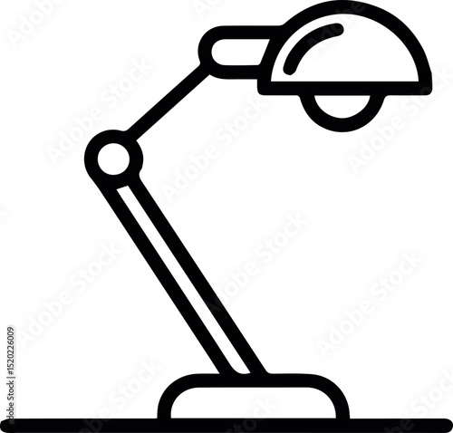 Simple modern black desk lamp icon illustration design graphic art home line light white study style clean