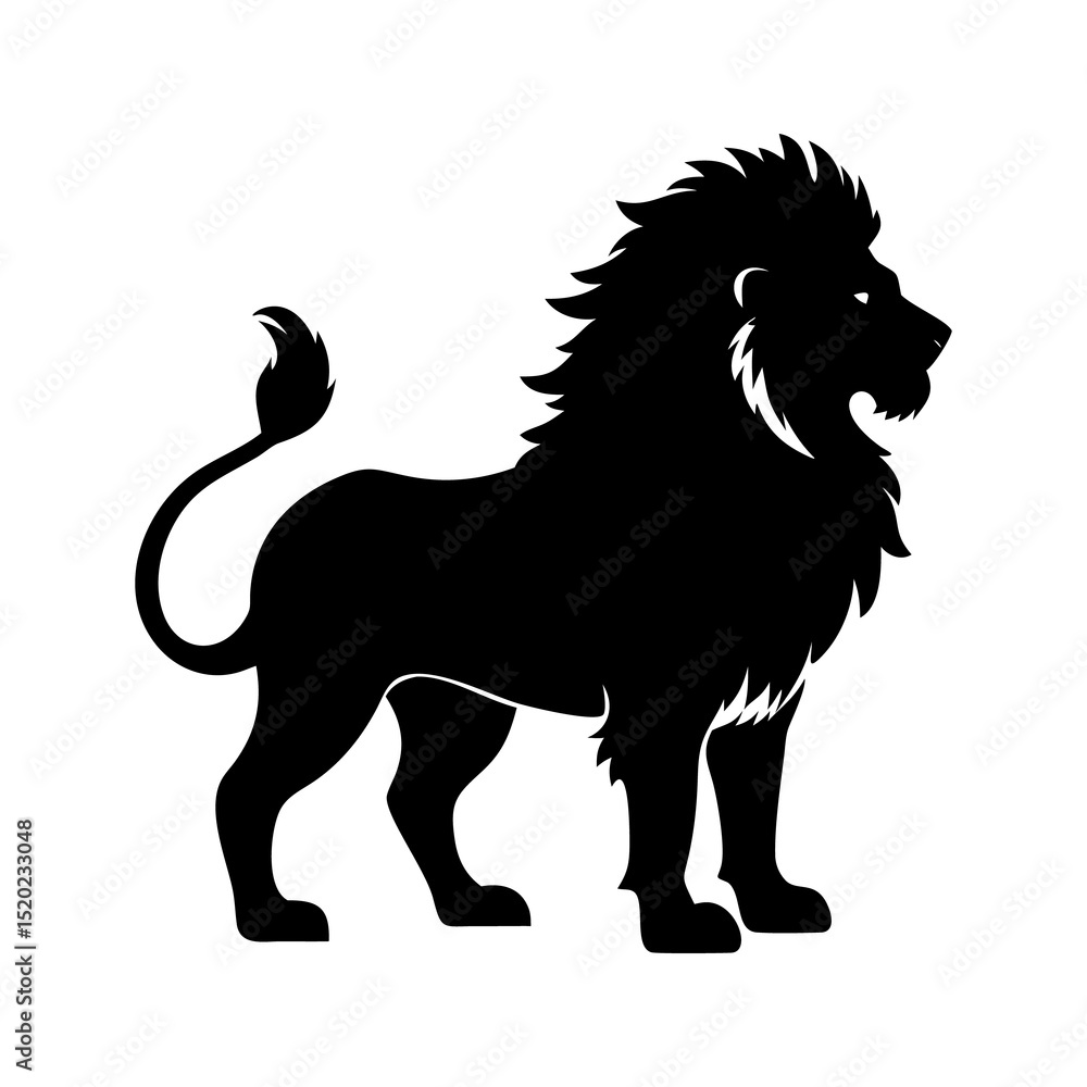Obraz premium Majestic Asiatic Lion with a Thick Mane A Powerful Symbol of Strength and Royalty