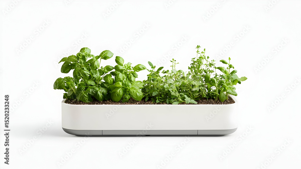 Fototapeta premium Fresh Herbs In White Rectangular Pot