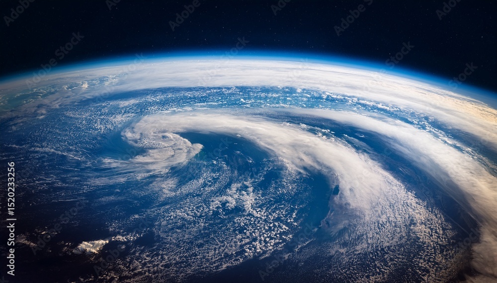 Obraz premium captivating view of earth from space swirling cloud formations and planet curvature