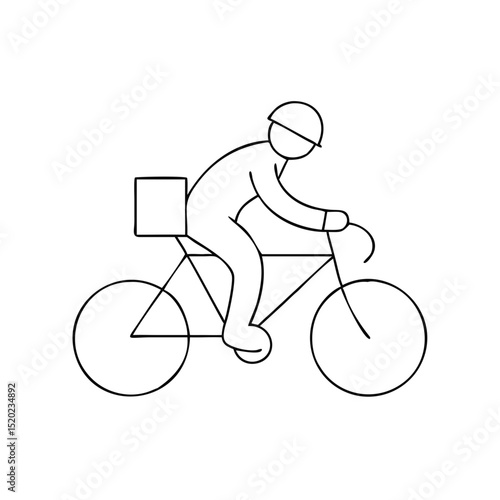 Bicycle courier icon in linear style for logistics and last mile delivery concepts with copy space