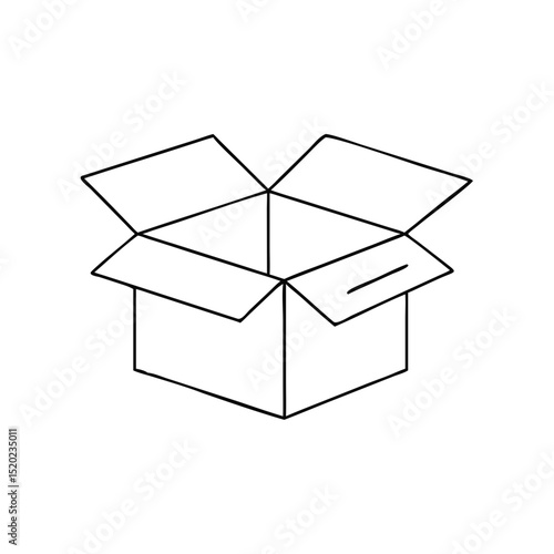 Opened package icon in a minimalist style on a white background for logistics concept