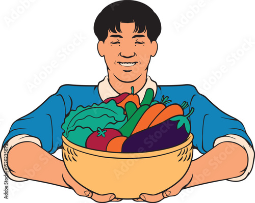 Fresh vegetables in basket illustration