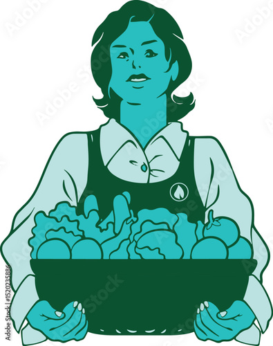 Fresh vegetables in basket illustration