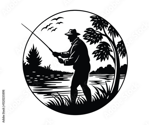 Bass Fishing Tournament Logo Vector Sporty Design.