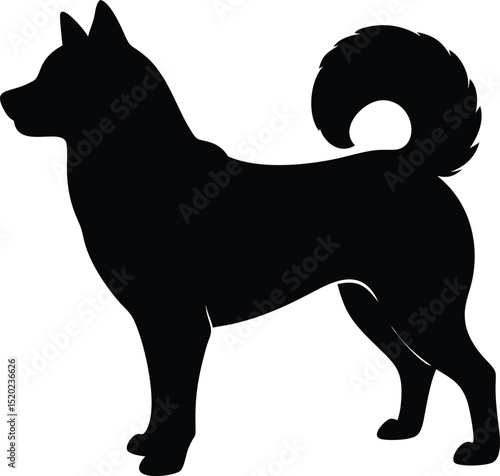 Majestic Shiba Inu Silhouette A Proud Canine Posture in Elegant Black and White Vector Illustration