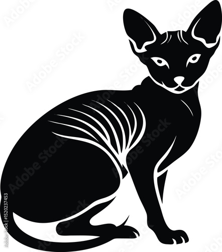 Elegant Sphynx Cat Illustration A Relaxed Pose Vector Graphic