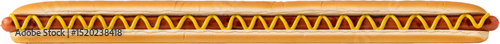Extra long hotdog, foot long, mustard on a wiener and bun, frankfurter, frank, weenie, food graphic transparent background png