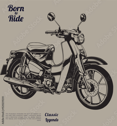 Vintage motorcycle illustration template