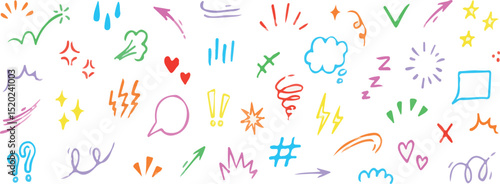 Line sketch star, text, arrow, heart decoration element icon set. Hand drawn sketch doodle cute star, emphasis, flower element. Pen line, brush, love text decoration shape icon. Hand drawn vector