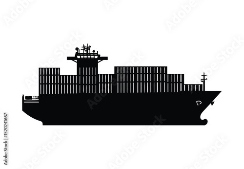 Global cargo ship vector and maritime freight vessel icon for transport and logistics