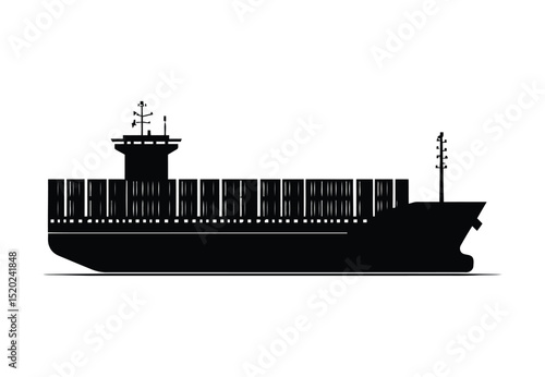 Global cargo ship vector and maritime freight vessel icon for transport and logistics
